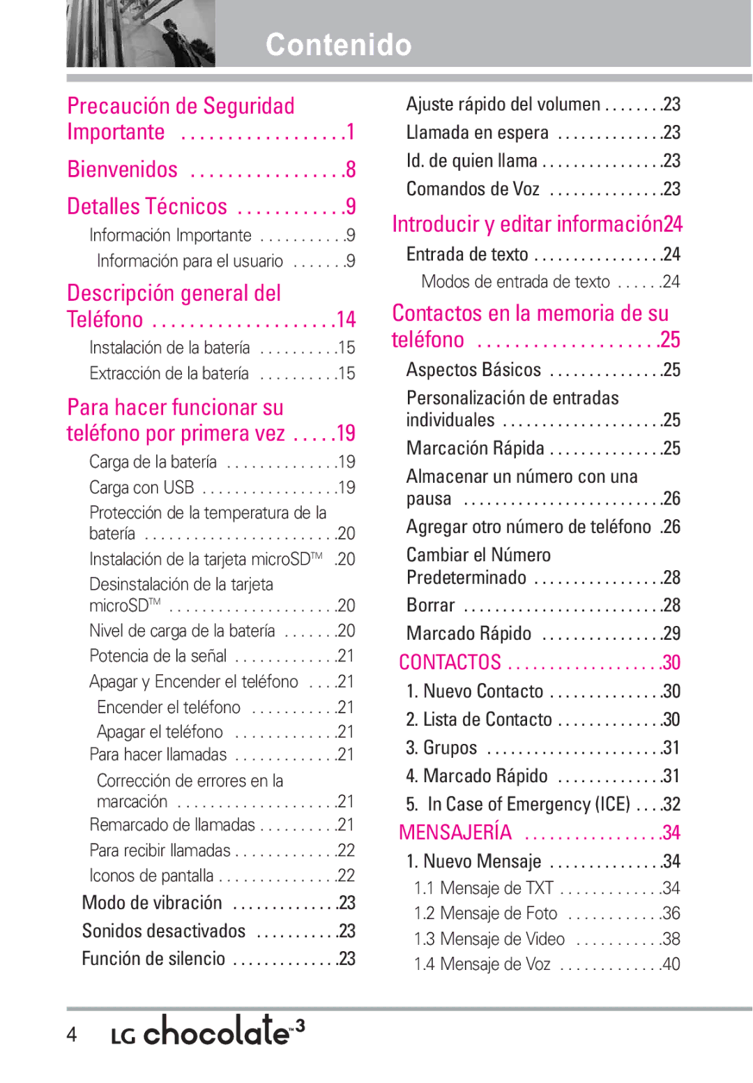 LG Electronics 3 manual Contenido 