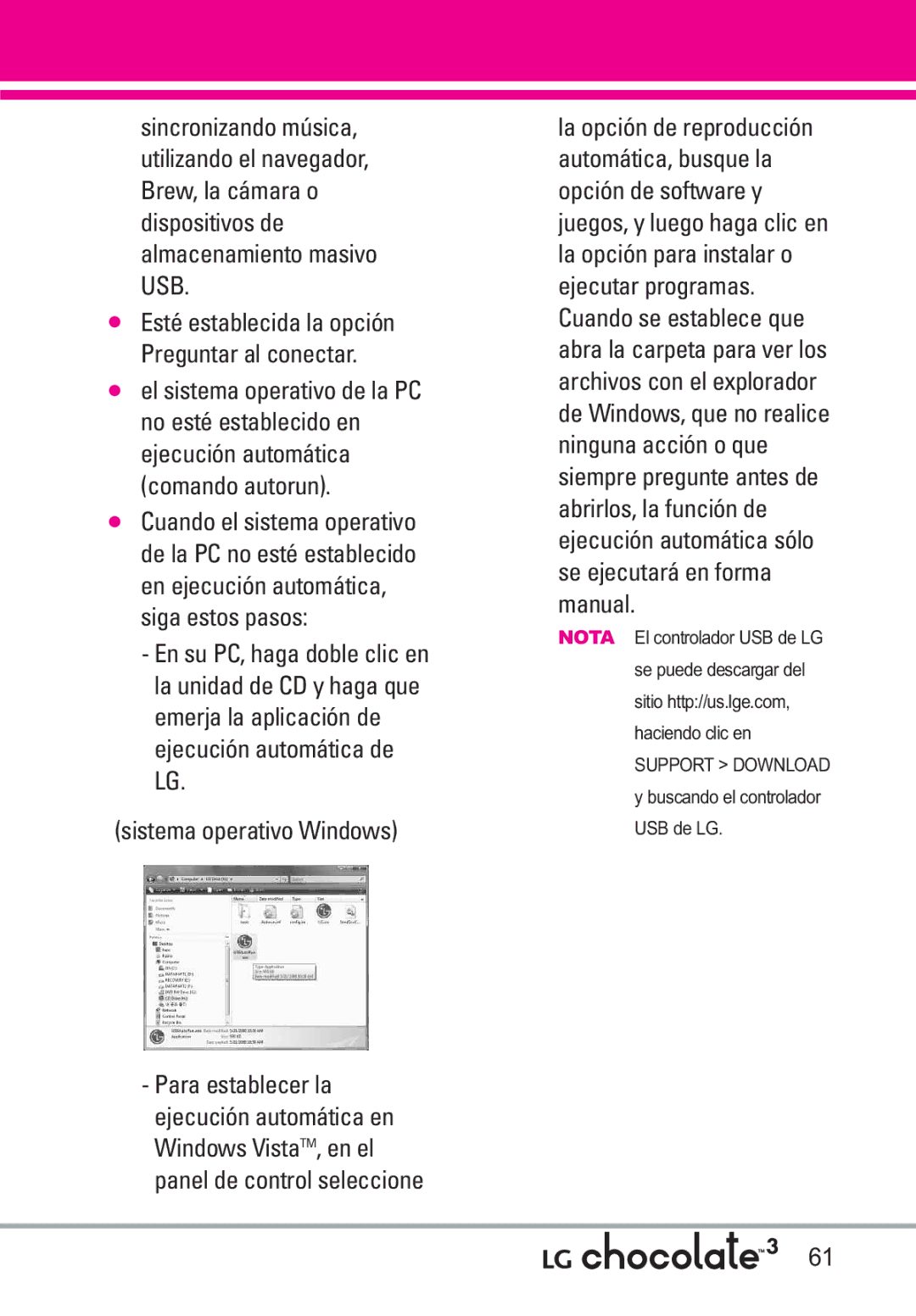 LG Electronics 3 manual Manual, Esté establecida la opción Preguntar al conectar 