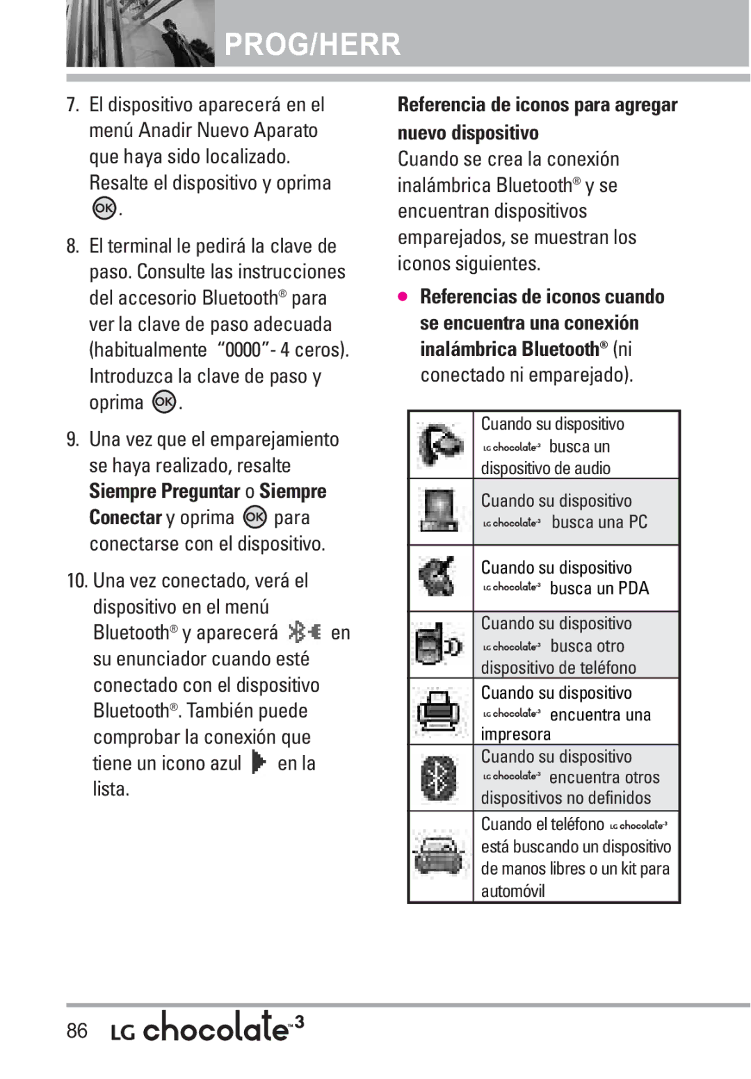 LG Electronics 3 manual Resalte el dispositivo y oprima, Introduzca la clave de paso y oprima 