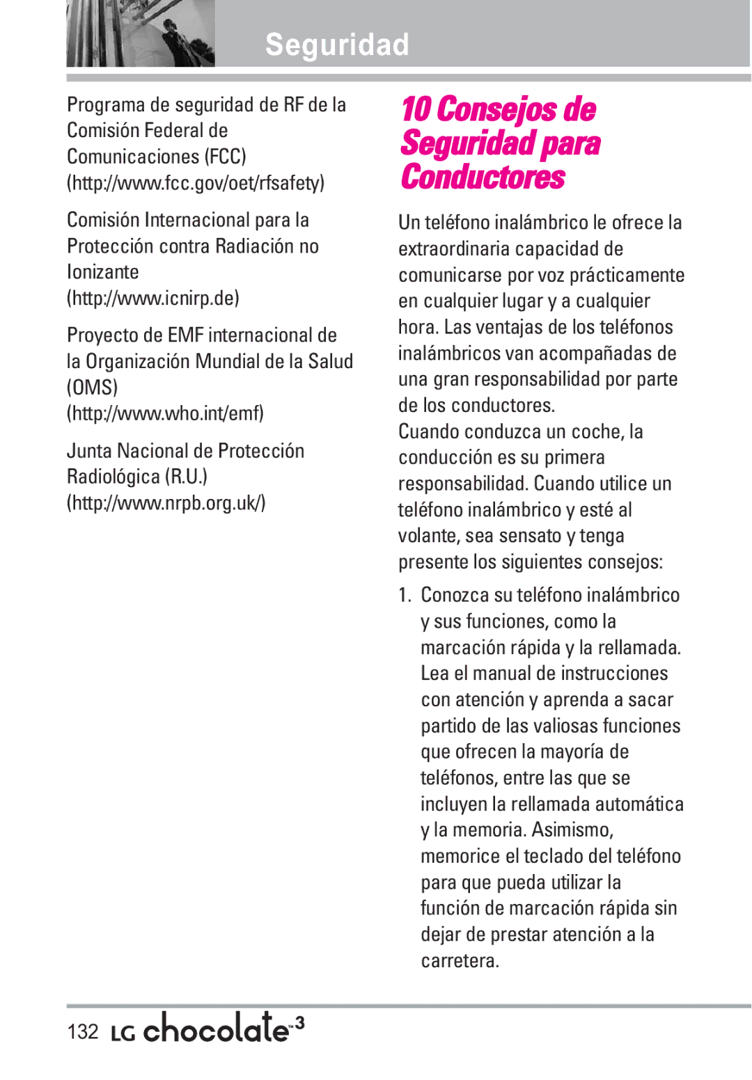 LG Electronics 3 manual Consejos de Seguridad para Conductores 