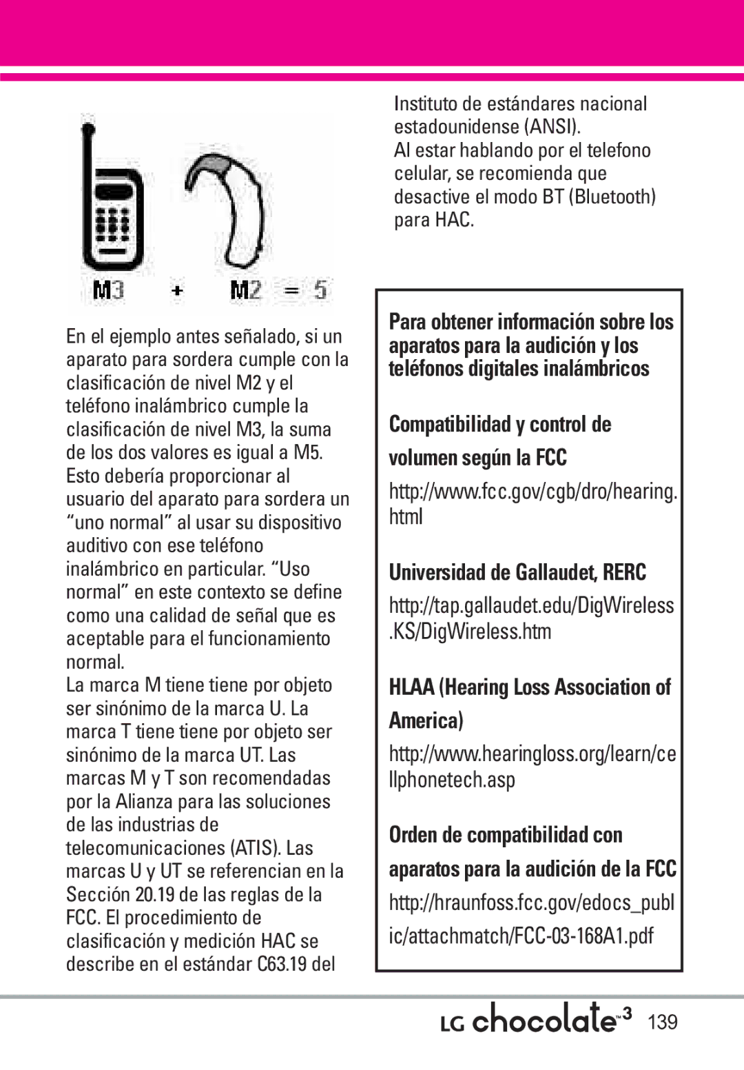 LG Electronics manual Http//tap.gallaudet.edu/DigWireless, Http//hraunfoss.fcc.gov/edocspubl 139 