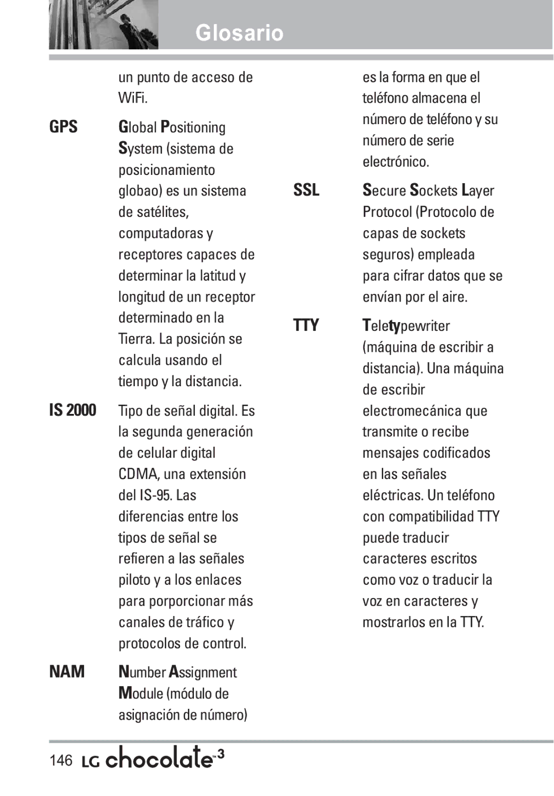 LG Electronics 3 manual WiFi, Global Positioning, Posicionamiento, De satélites, Computadoras y, Determinado en la, 146 