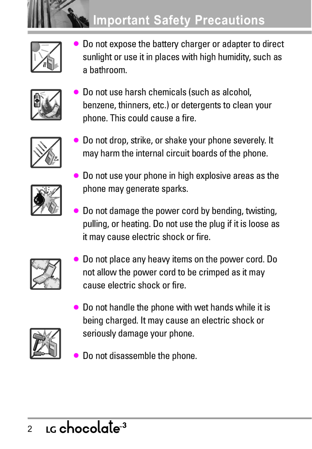 LG Electronics 3 manual Phone may generate sparks, Do not use your phone in high explosive areas as 