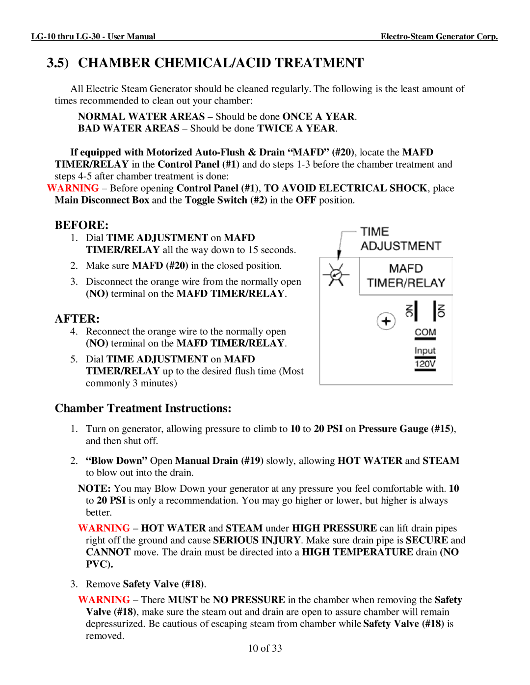 LG Electronics 30, 10 user manual Chamber CHEMICAL/ACID Treatment, Before, After 