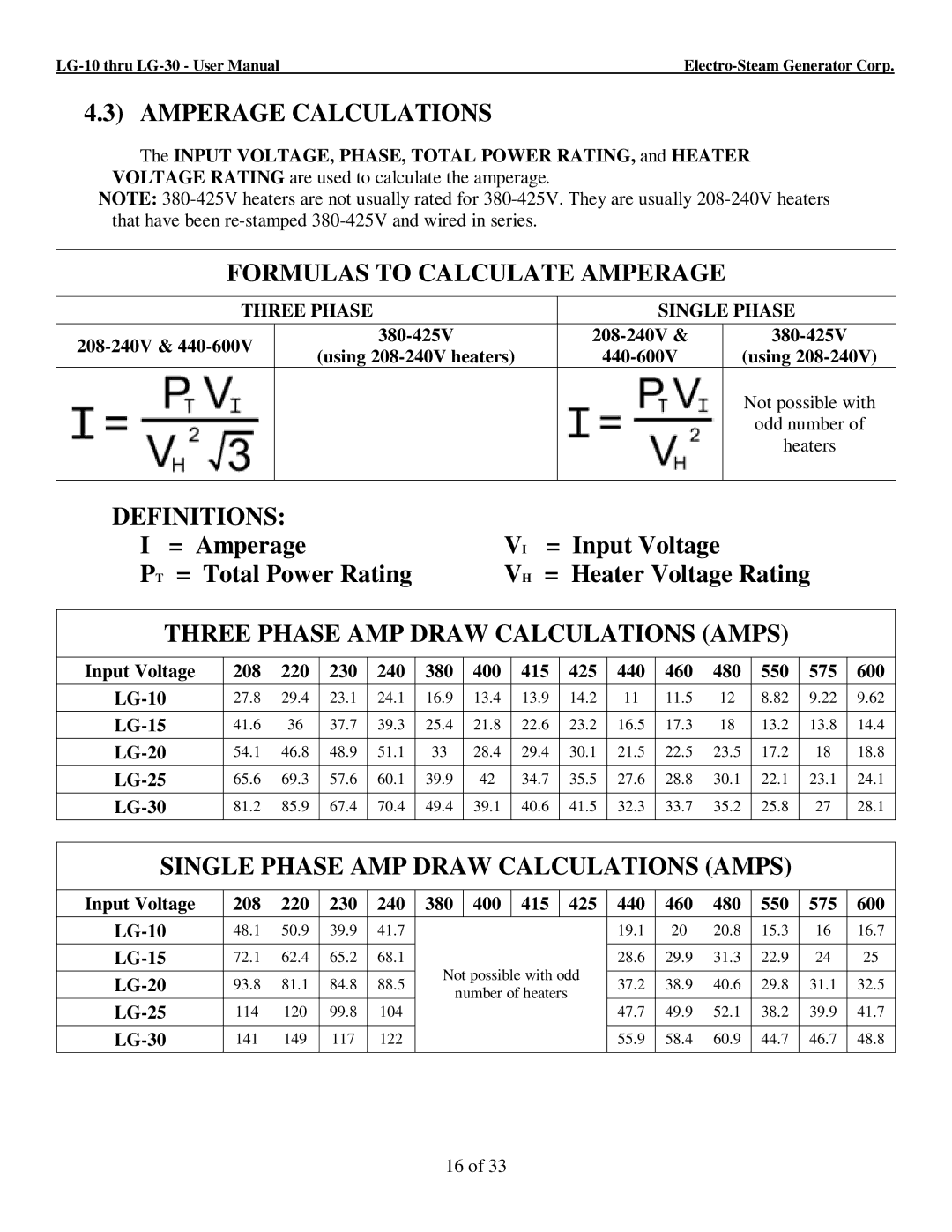 LG Electronics 30, 10 Amperage Calculations, Formulas to Calculate Amperage, Three Phase AMP Draw Calculations Amps 