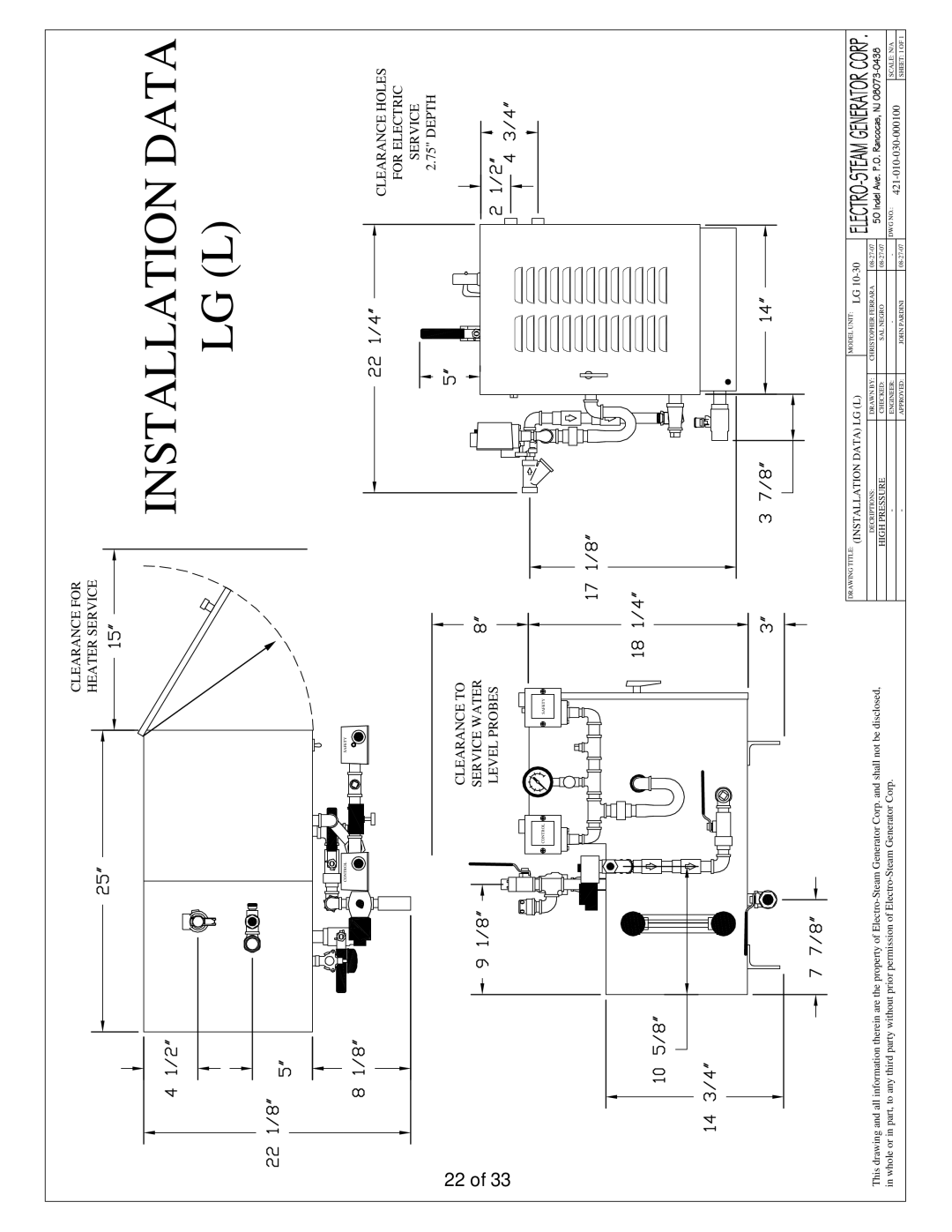 LG Electronics 30, 10 user manual Drawing Title Installation Data LG L 