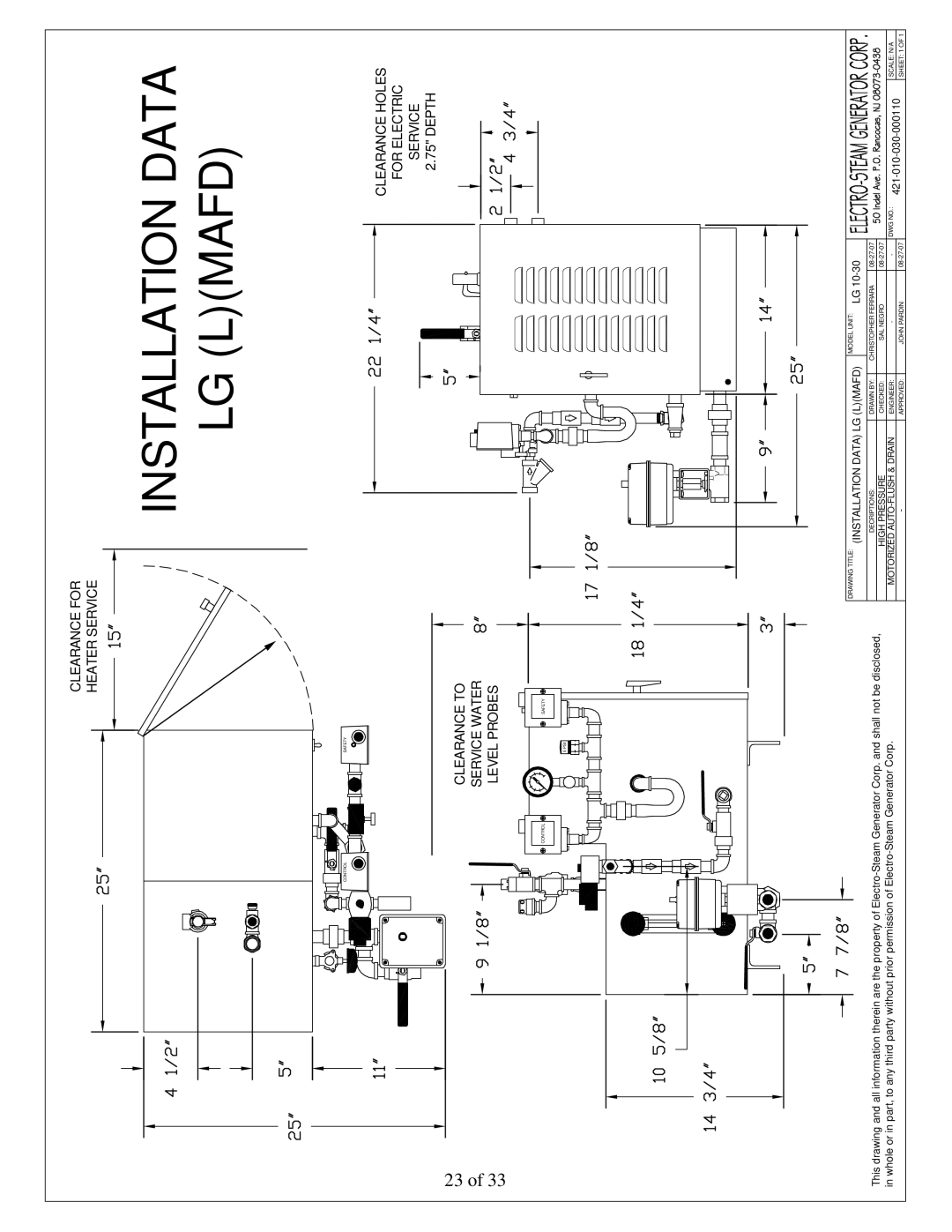 LG Electronics 10, 30 user manual Installation Data LG Lmafd 