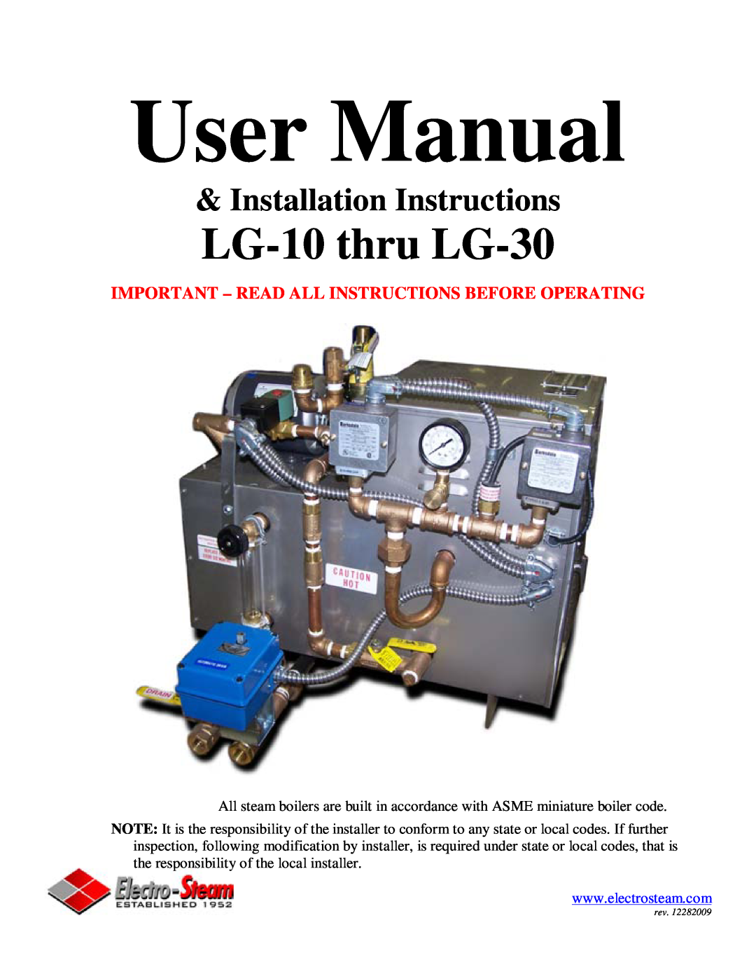 LG Electronics user manual User Manual, LG-10 thru LG-30, Installation Instructions 