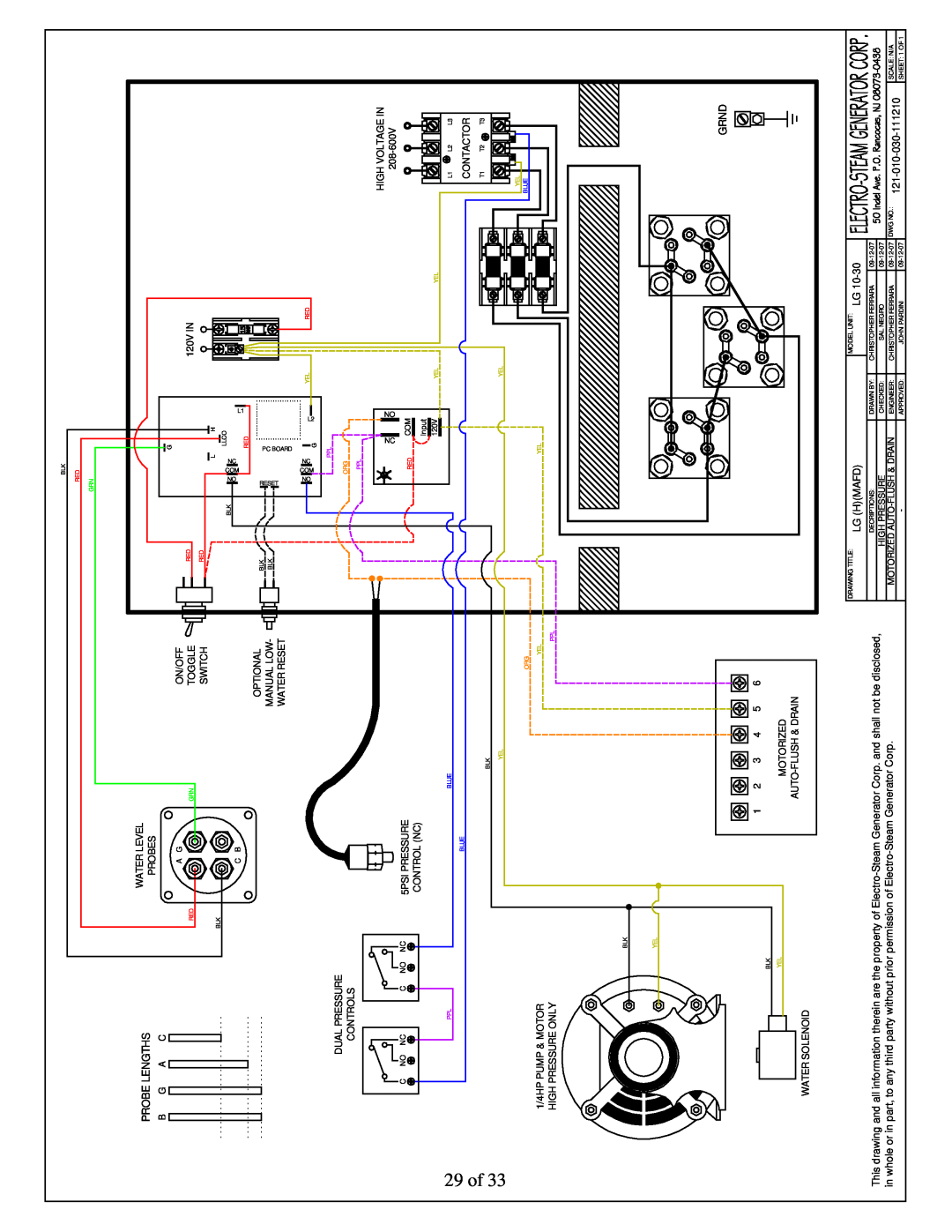 LG Electronics user manual Probe Lengths, Grnd, 121-010-030-111210, 1/4HP PUMP & MOTOR, High Pressure Only 
