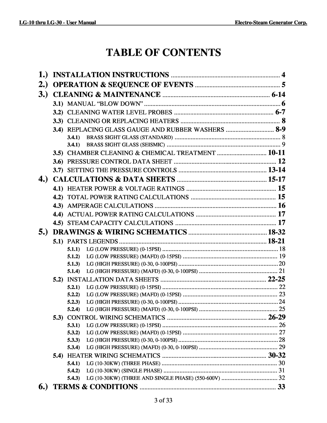 LG Electronics user manual Table Of Contents, 6-14, 10-11, 13-14, 15-17, 18-32, 18-21, 22-25, 26-29, 30-32 