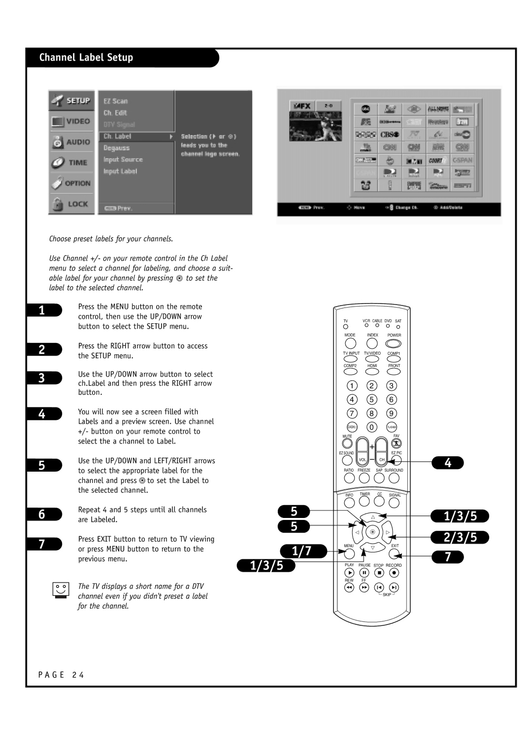 LG Electronics 30FZ4D, 32FZ4D-UA owner manual Channel Label Setup 