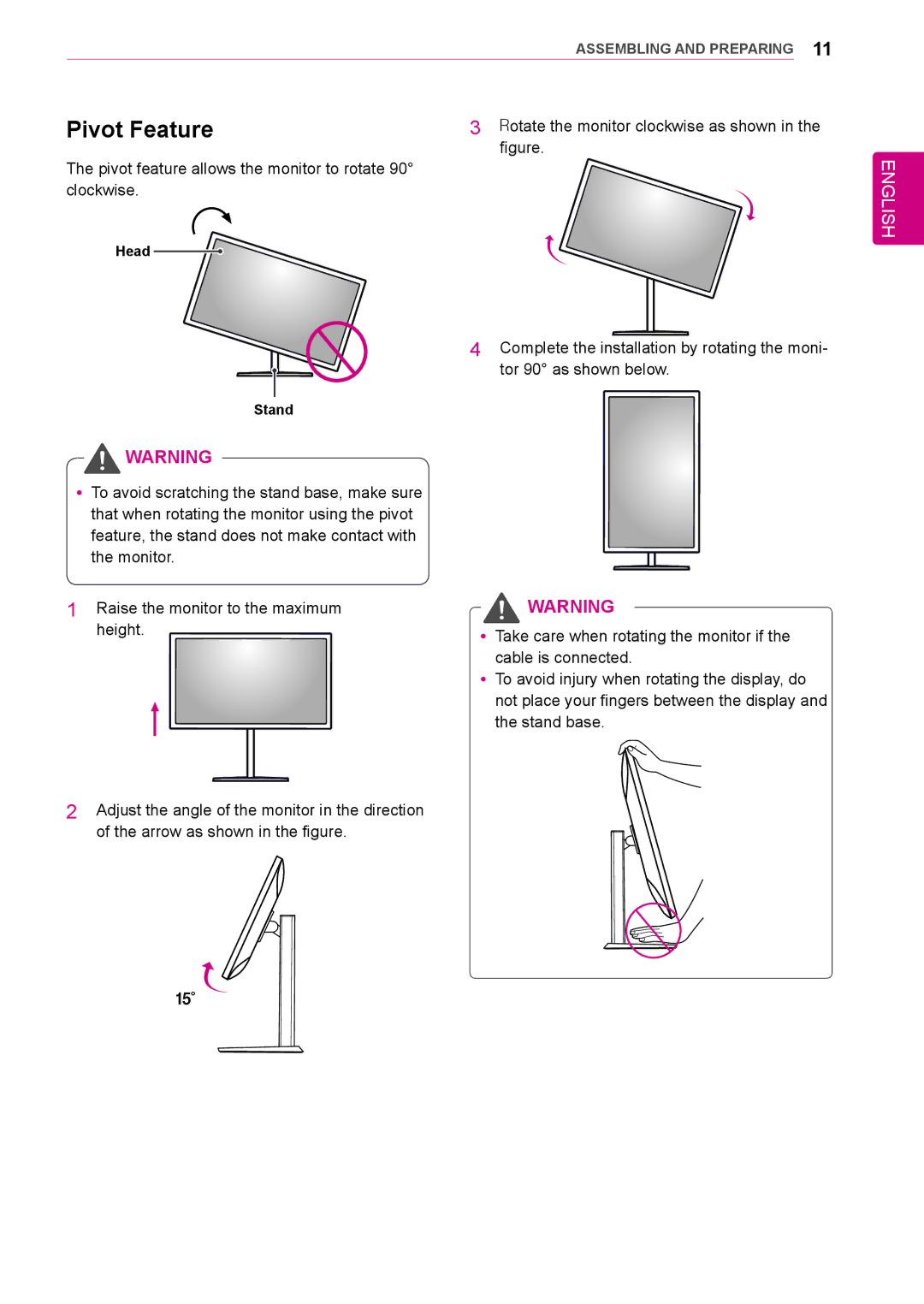 LG Electronics 31mu97 owner manual Pivot Feature 