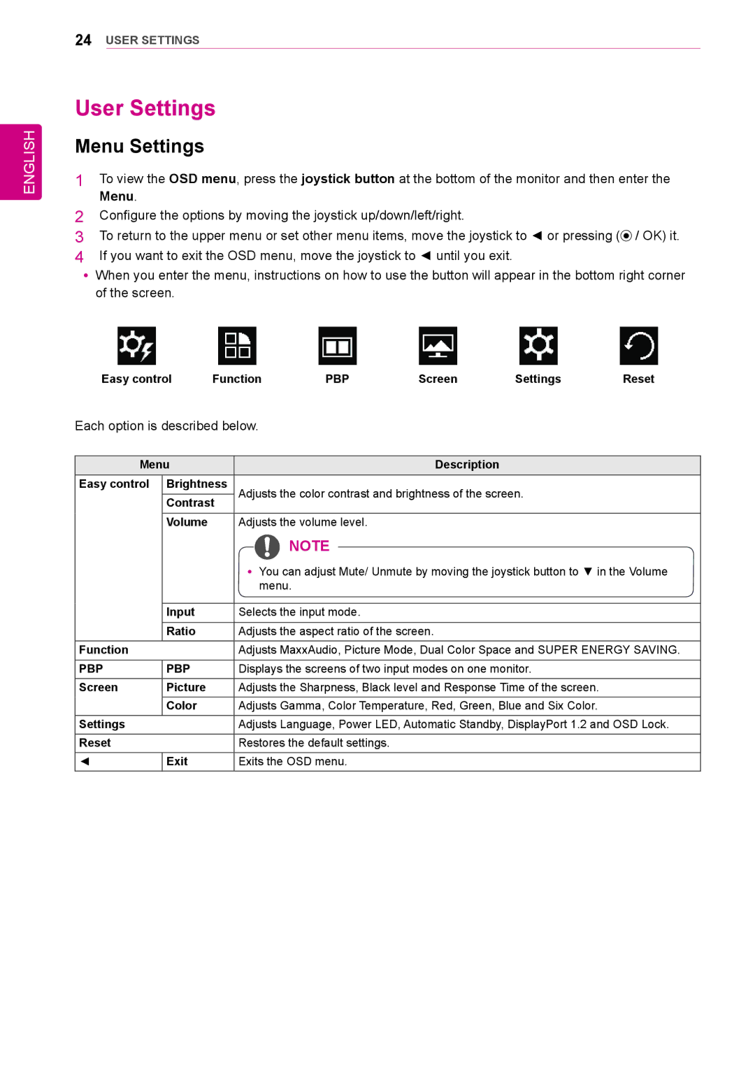 LG Electronics 31mu97 owner manual User Settings, Menu Settings 