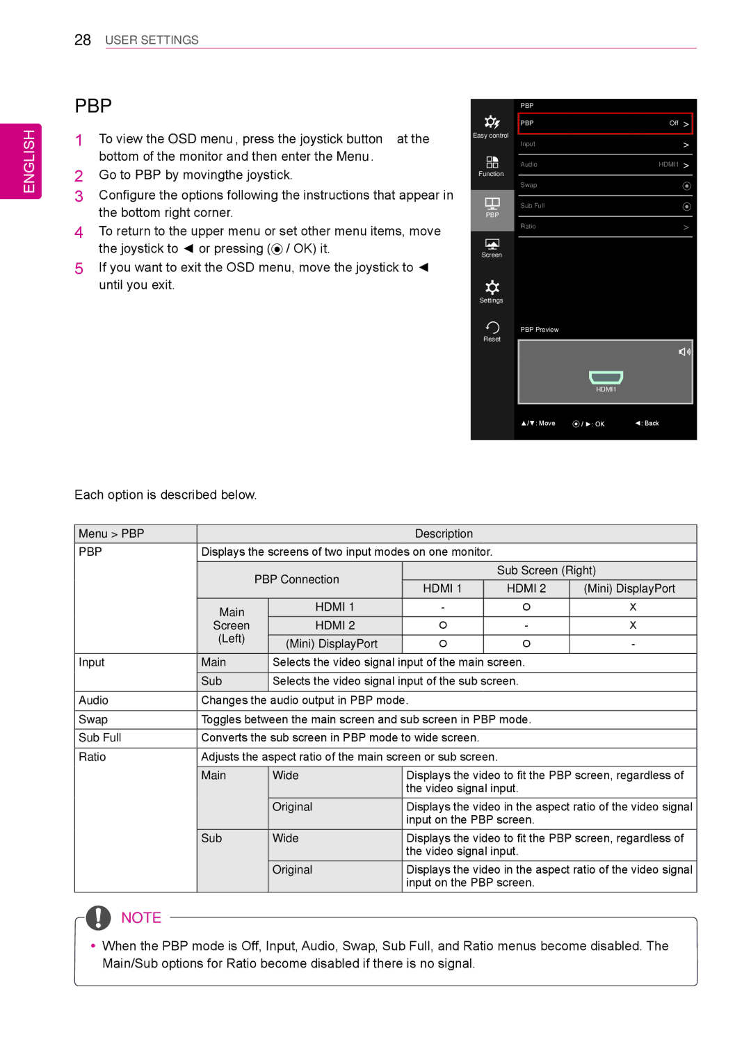 LG Electronics 31mu97 owner manual Pbp 