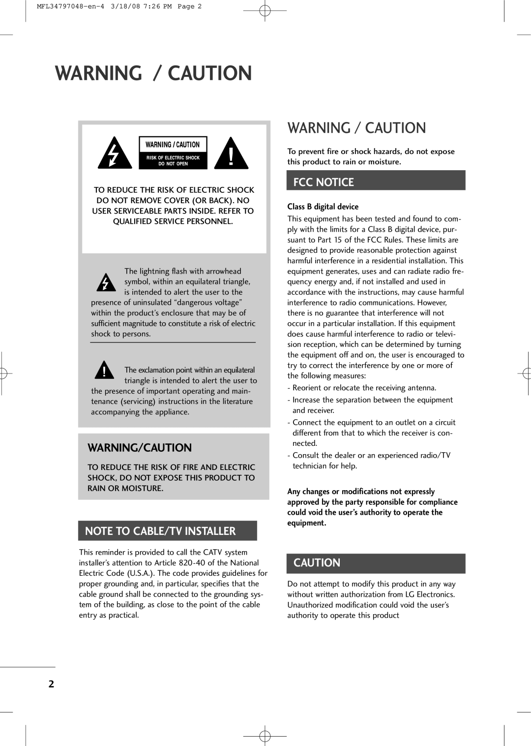 LG Electronics 3230 owner manual FCC Notice 