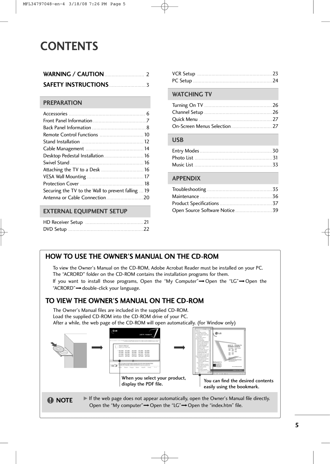 LG Electronics 3230 owner manual Contents 