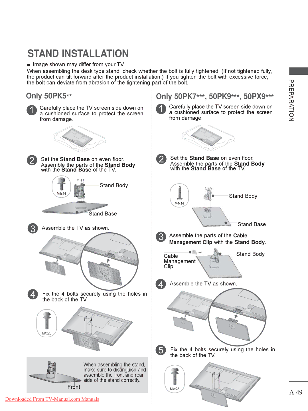 LG Electronics 32/37/42/47/55LV5 owner manual Only 50PK5 