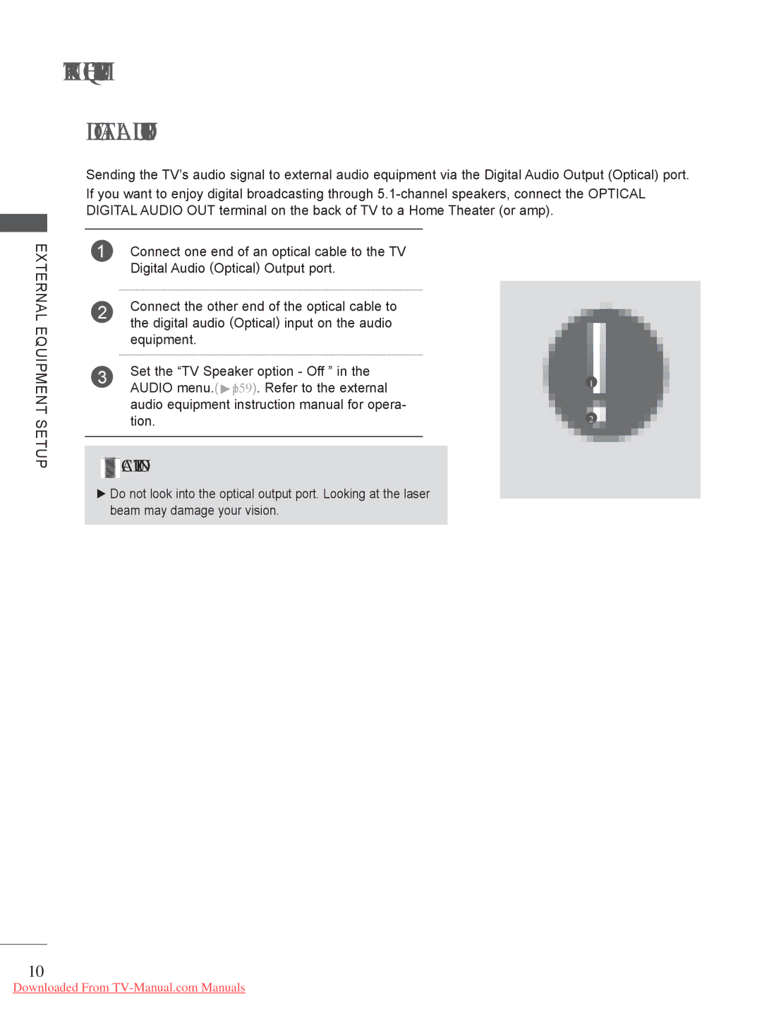 LG Electronics 32/37/42/47/55LV5 owner manual Digital Audio OUT Setup 