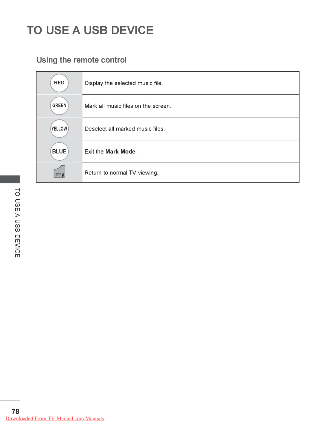 LG Electronics 22/26LE5, 32/37/42/47LD4, 26/32LD33 Display the selected music file, Mark all music files on the screen 