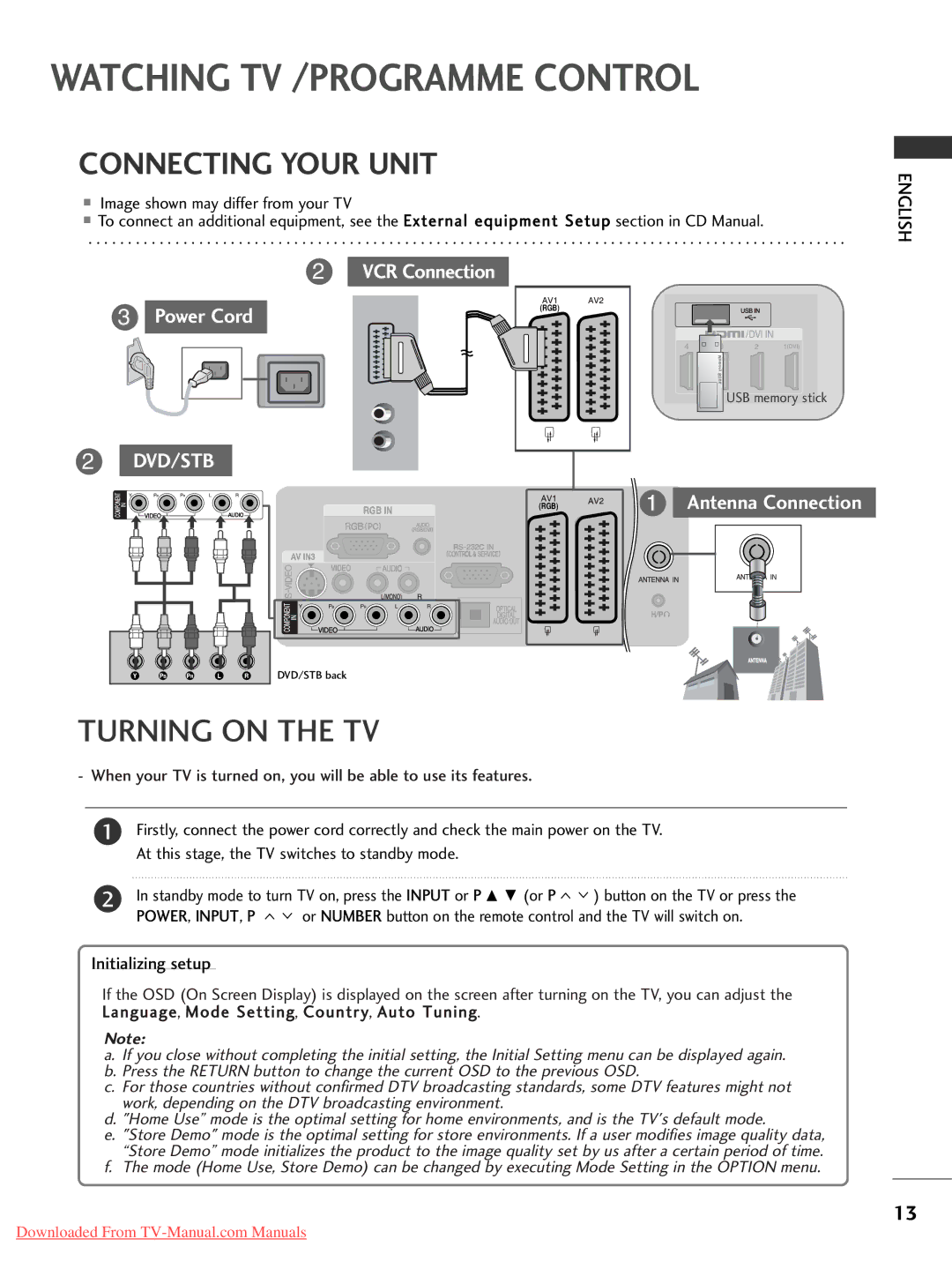 LG Electronics 32/37/42/47LH7000-ZA specifications Watching TV /PROGRAMME Control, Turning on the TV 