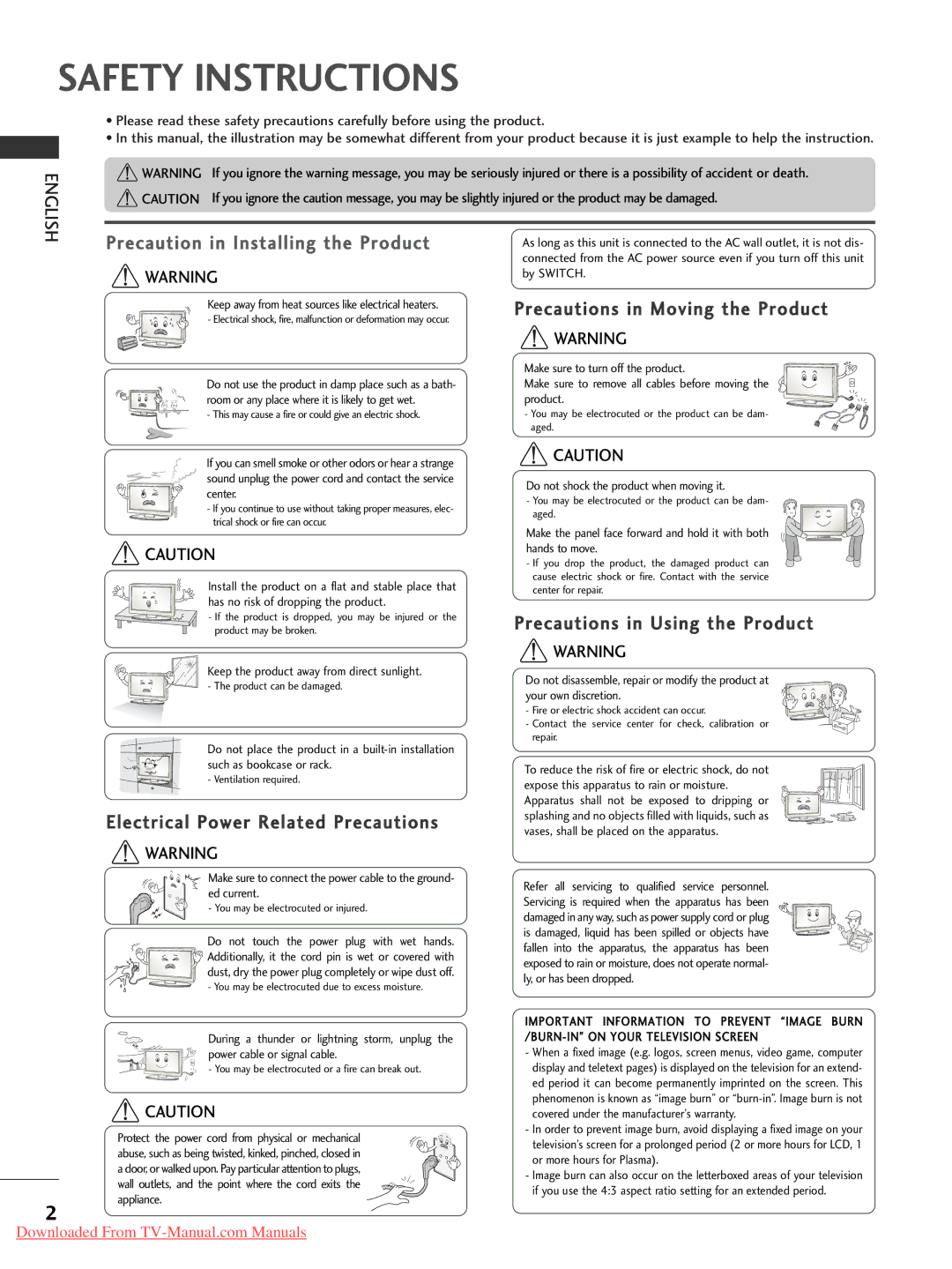 LG Electronics 32/37/42/47LH7000-ZA specifications Safety Instructions 