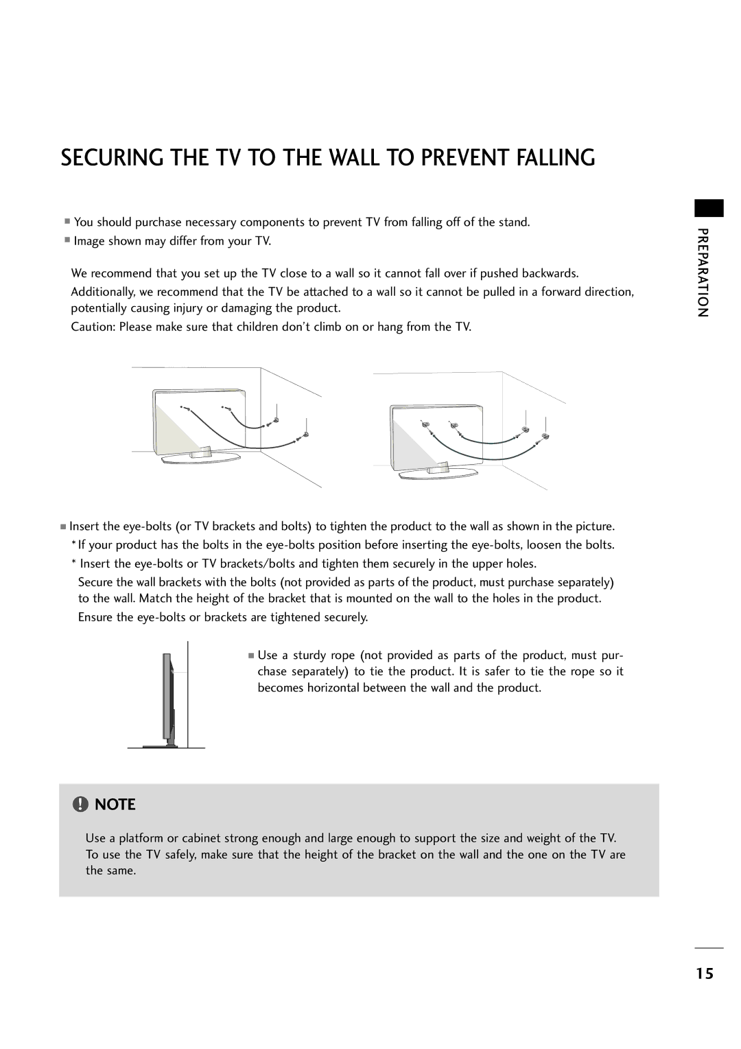 LG Electronics 263DCH, 323DCH owner manual Securing the TV to the Wall to Prevent Falling, Same 