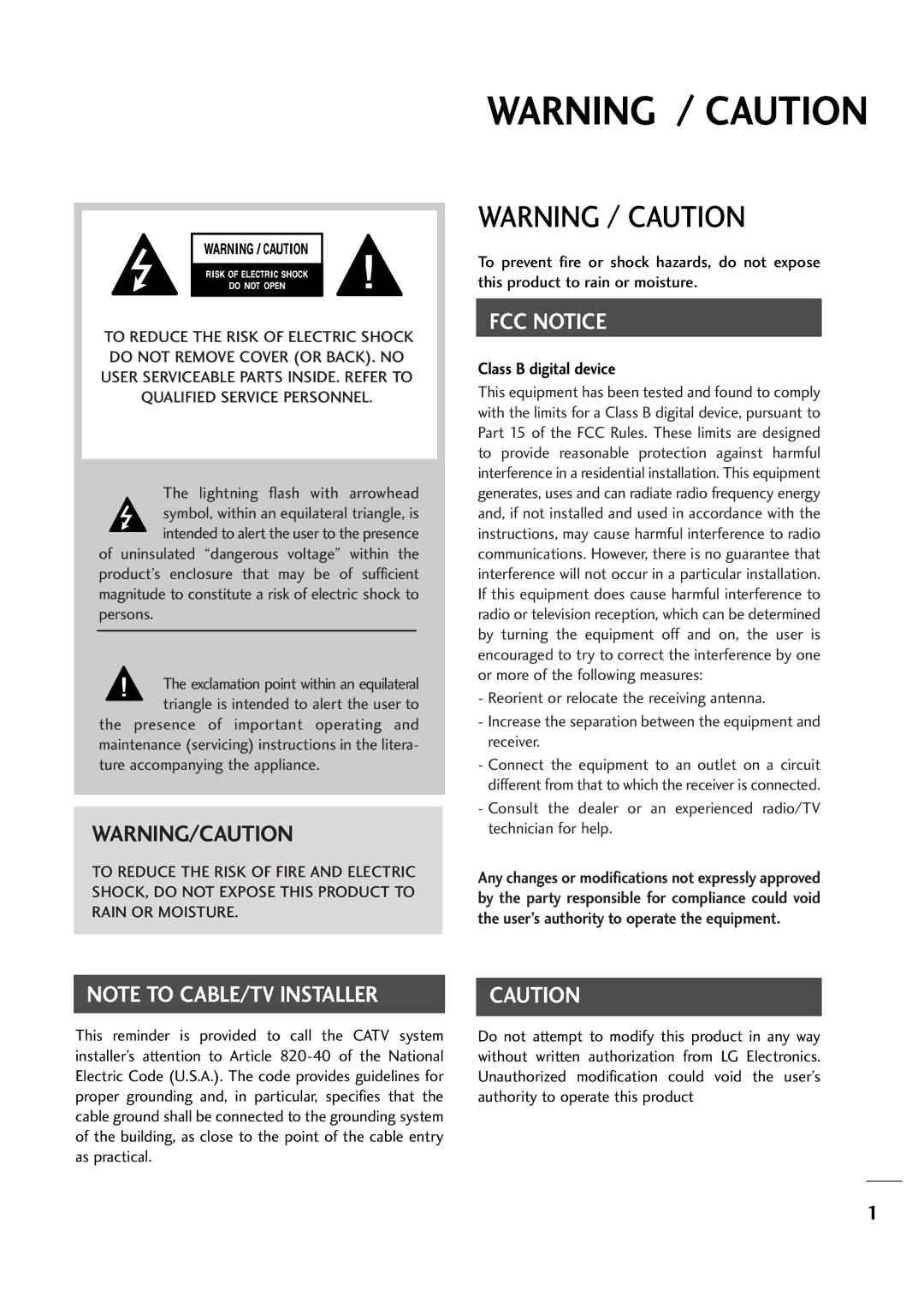 LG Electronics 263DCH, 323DCH owner manual FCC Notice 