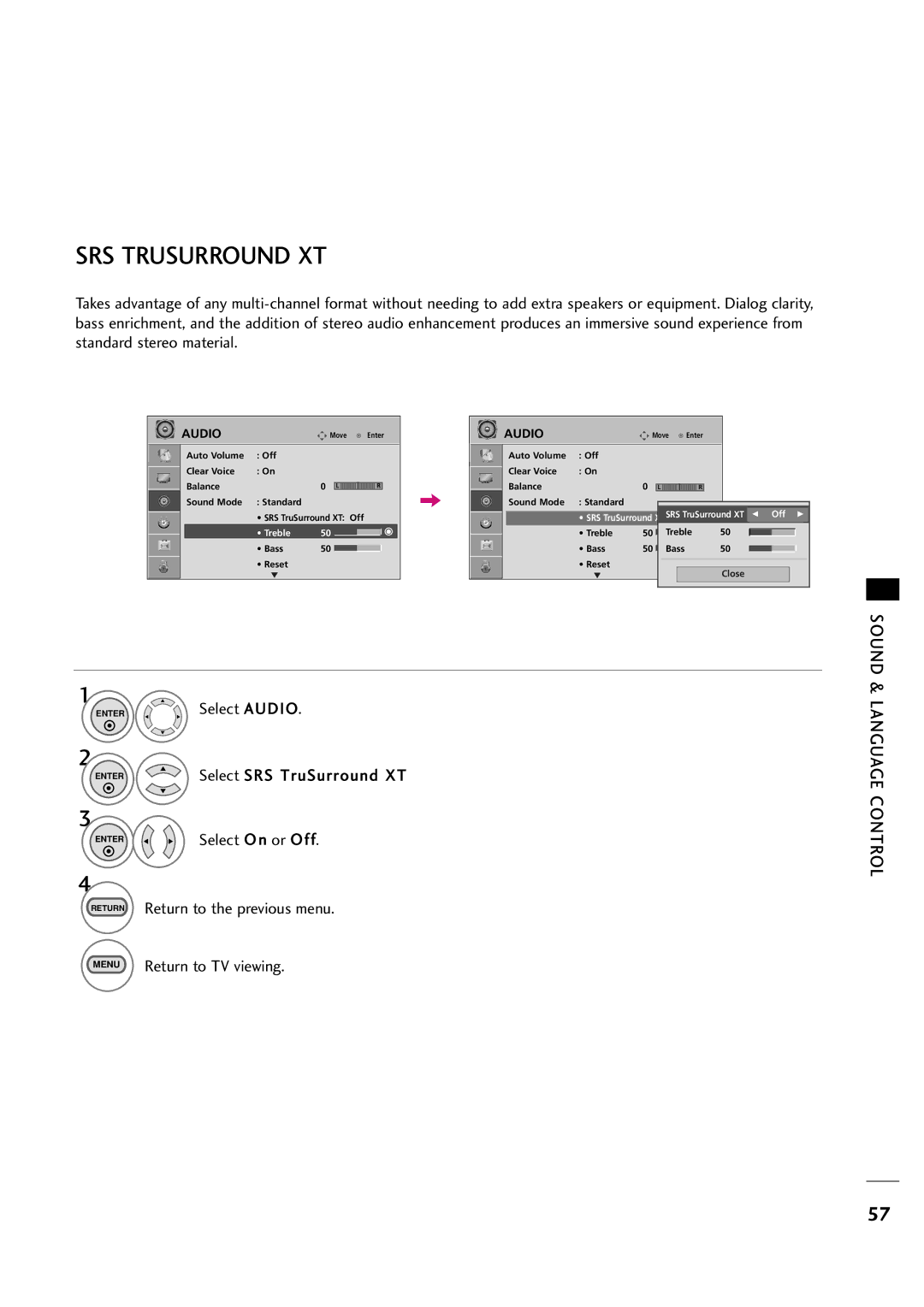 LG Electronics 263DCH, 323DCH owner manual SRS Trusurround XT 