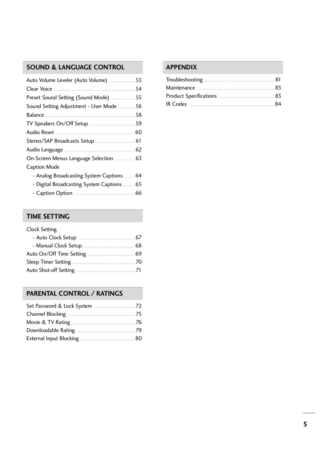 LG Electronics 263DCH, 323DCH owner manual Auto Volume Leveler Auto Volume, Clock Setting 