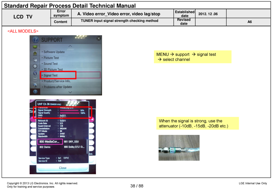 LG Electronics 32LA62**-Z* Standard Repair Process Detail Technical Manual, A. Video errorVideo error, video lag/stop 