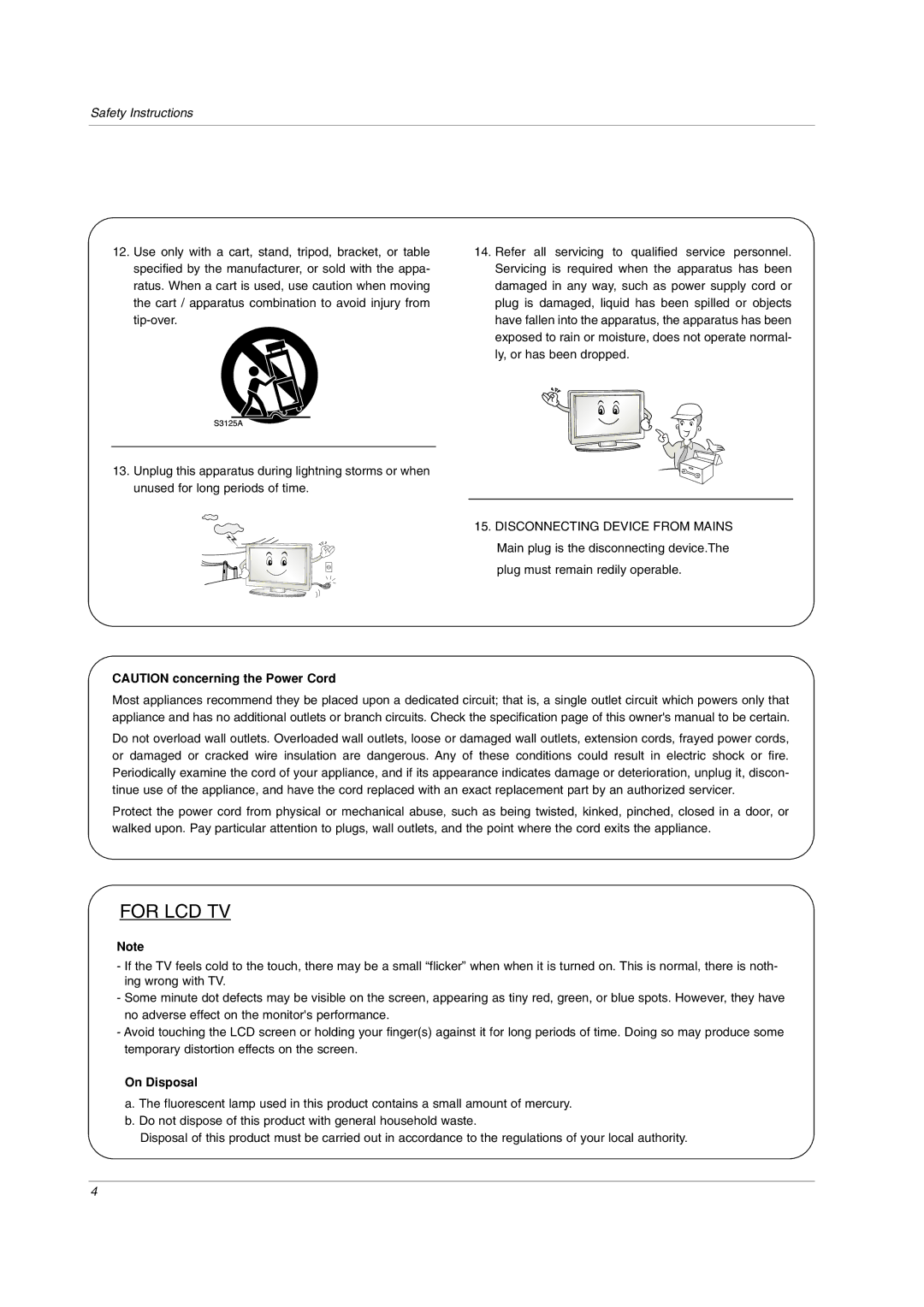 LG Electronics 32LC2DU owner manual For LCD TV 