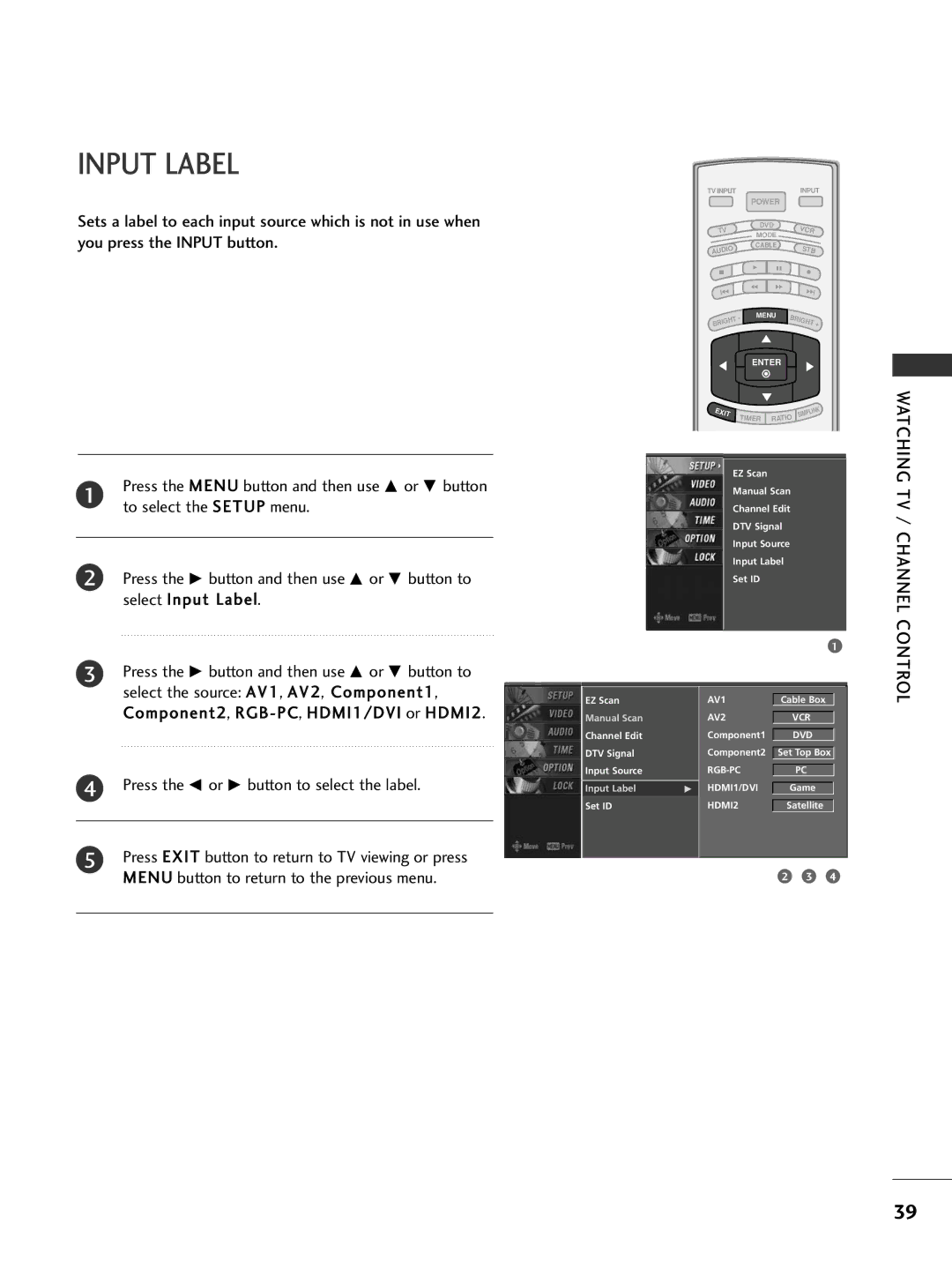 LG Electronics 42PC5D, 32LC7D owner manual Input Label 