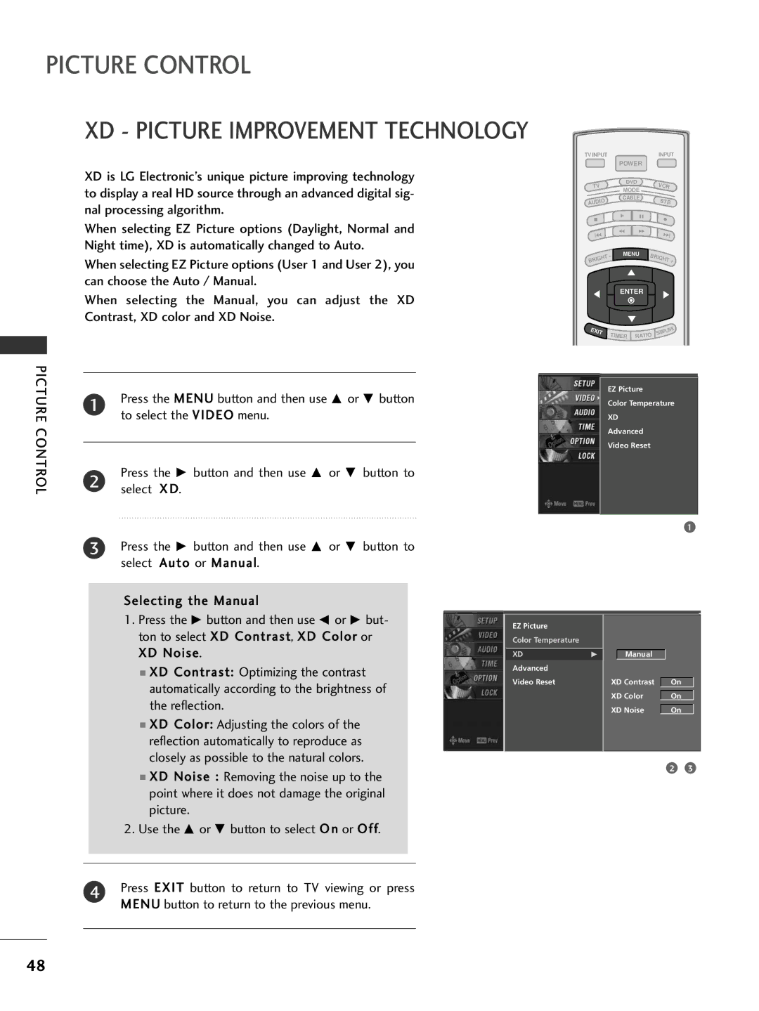 LG Electronics 32LC7D, 42PC5D owner manual XD Picture Improvement Technology, Select X D 