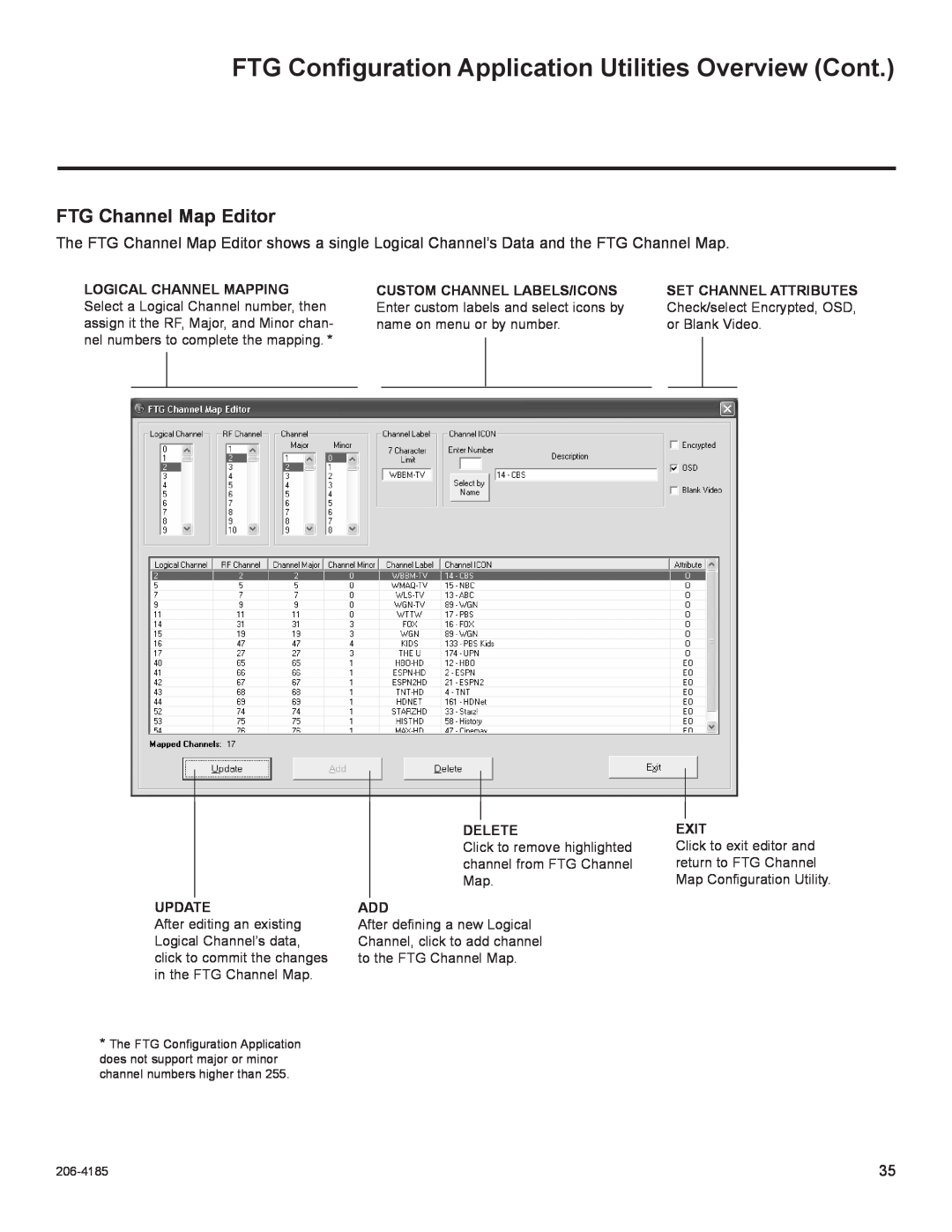 LG Electronics 37LD330H, 32LD330H setup guide FTG Configuration Application Utilities Overview Cont, FTG Channel Map Editor 