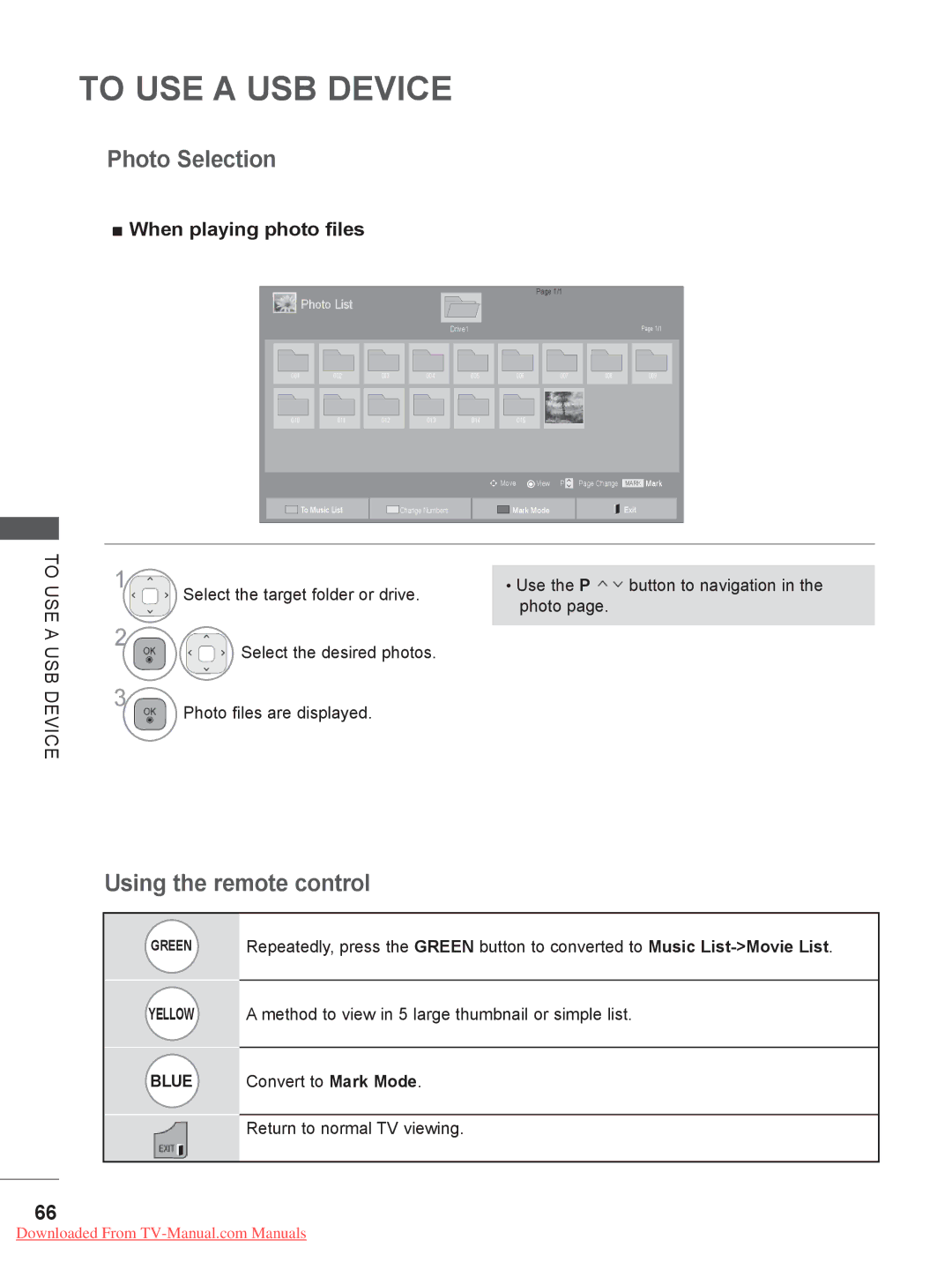 LG Electronics 26LE3, 22LE3 Photo Selection, When playing photo files, Select the desired photos Photo files are displayed 