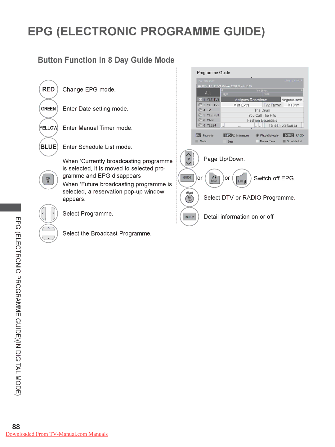 LG Electronics 32LD35, 22LE3, 26LE3, 22LD35, 19LE3, 32LE3, 26LD35, 19LD35 owner manual EPG Electronic Programme Guide 