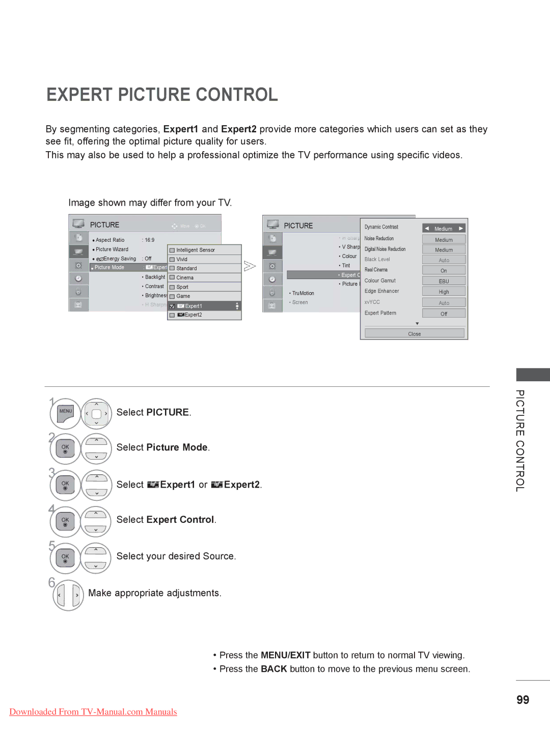 LG Electronics 22LD35, 32LD35, 22LE3, 26LE3, 19LE3, 32LE3, 26LD35, 19LD35 owner manual Expert Picture Control 