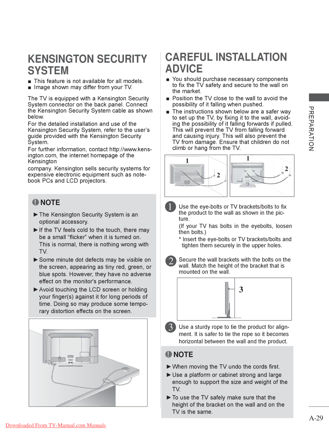 LG Electronics 22LE3, 32LD35, 26LE3, 22LD35, 19LE3, 32LE3, 26LD35, 19LD35 owner manual Kensington Security System 