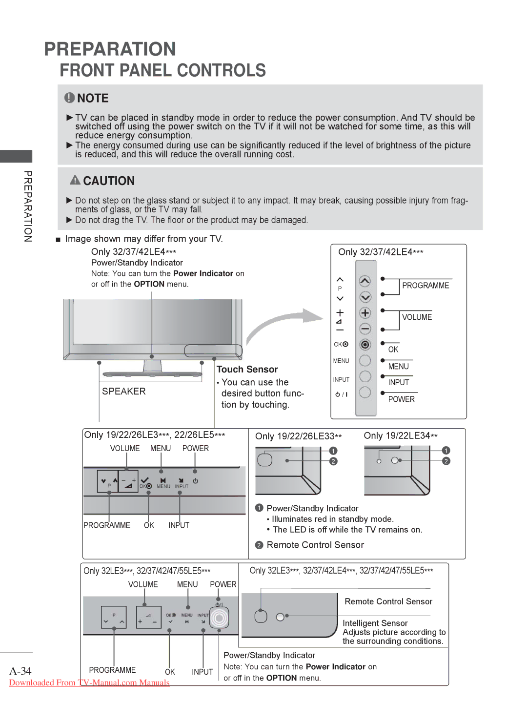 LG Electronics 26LD35, 32LD35, 22LE3, 26LE3, 22LD35, 19LE3, 32LE3, 19LD35 owner manual Touch Sensor 