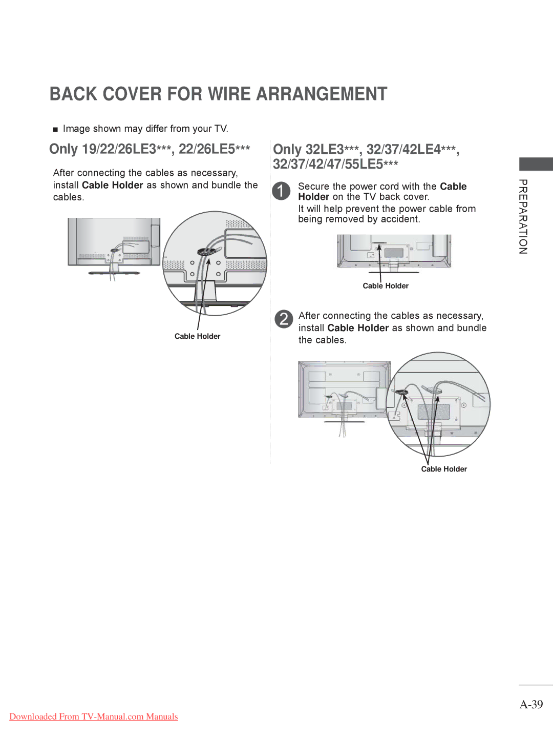 LG Electronics 22LD35, 32LD35, 22LE3, 19LE3, 32LE3, 26LD35, 19LD35 owner manual Only 19/22/26LE3***, 22/26LE5 