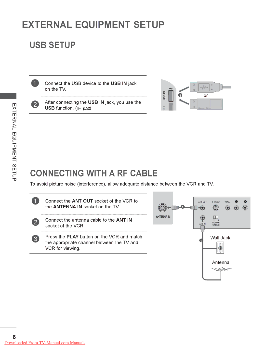 LG Electronics 26LD35, 32LD35, 22LE3, 26LE3, 22LD35 USB Setup, Connecting with a RF Cable, Appropriate channel between the TV 