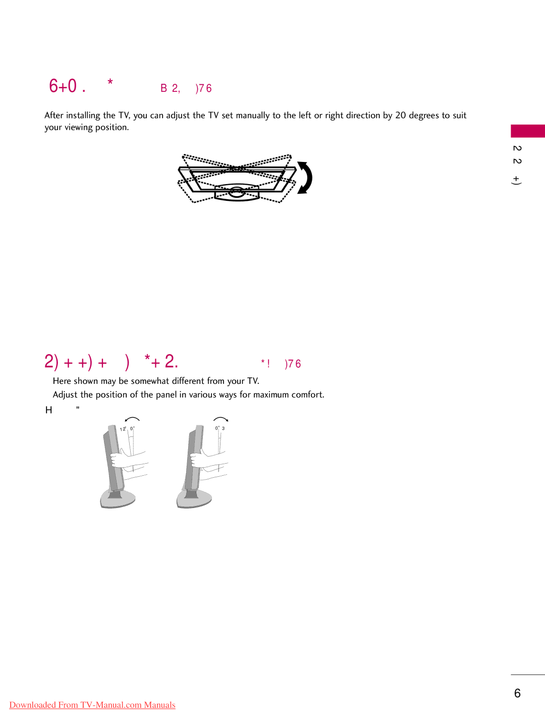 LG Electronics 42LD420, 32LD350, 47LD450, 47LD520, 47LD420, 37LD450, 32LD320, 26LD350 Positioning Your Display For 19/22LD350 