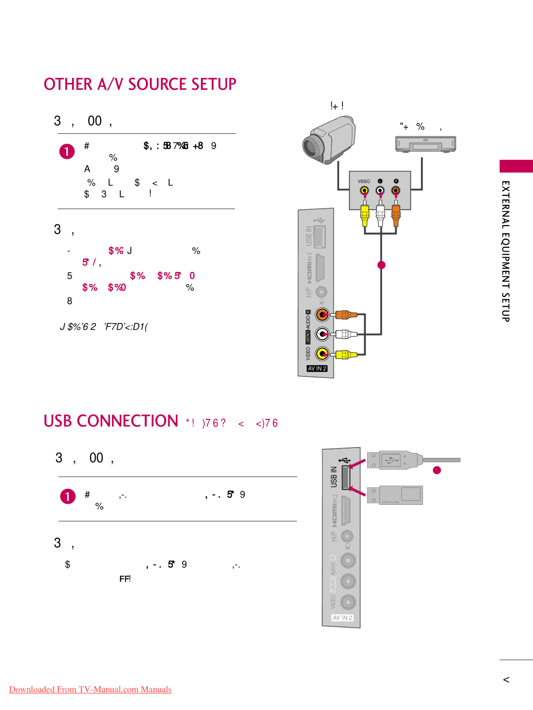 LG Electronics 42LD450 Other A/V Source Setup, Connect the USB device to the USB I N jack on the side, Function. G p.66 