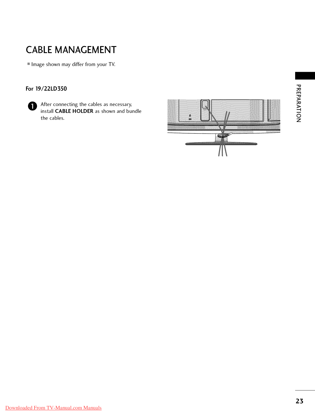 LG Electronics 42LD450, 32LD350, 47LD450, 47LD520 Cablemanagement, Downloaded From TV-Manual.com Manuals, For 19/22LD350 