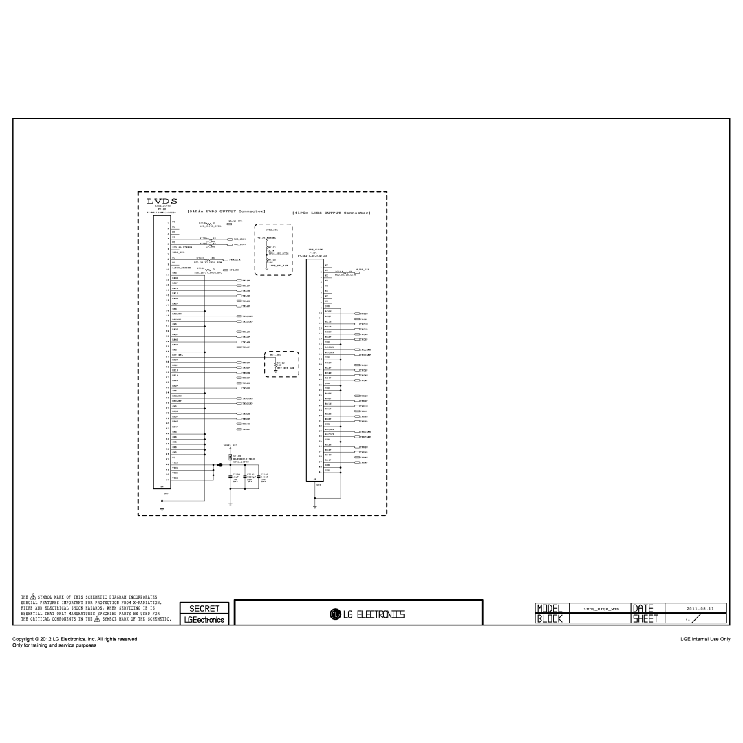 LG Electronics 32LM640S/640T-ZA Lvds, Copyright 2012 LG Electronics. Inc. All rights reserved, LGE Internal Use Only 