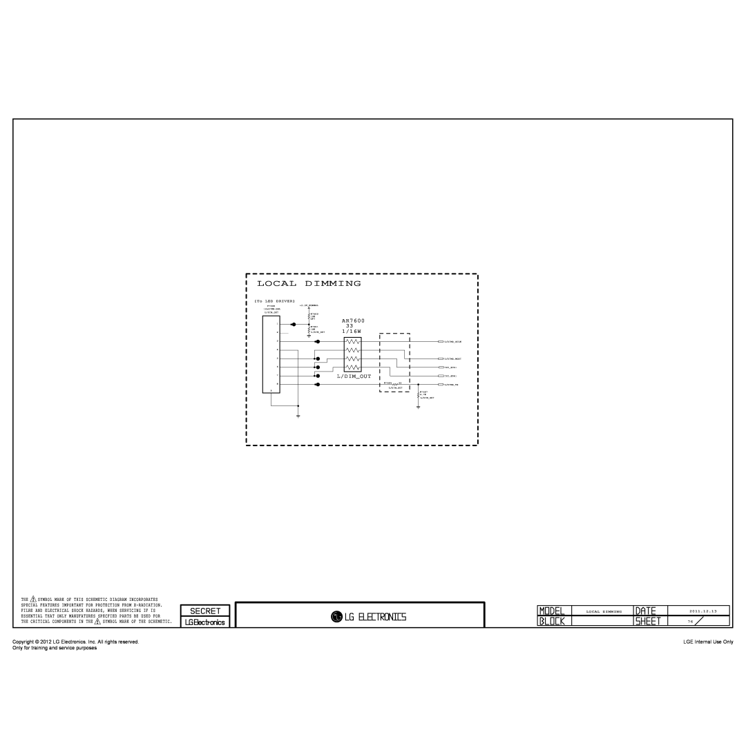 LG Electronics 640T-ZA Local Dimming, AR7600, 1/16W, L/Dimout, Copyright 2012 LG Electronics. Inc. All rights reserved 