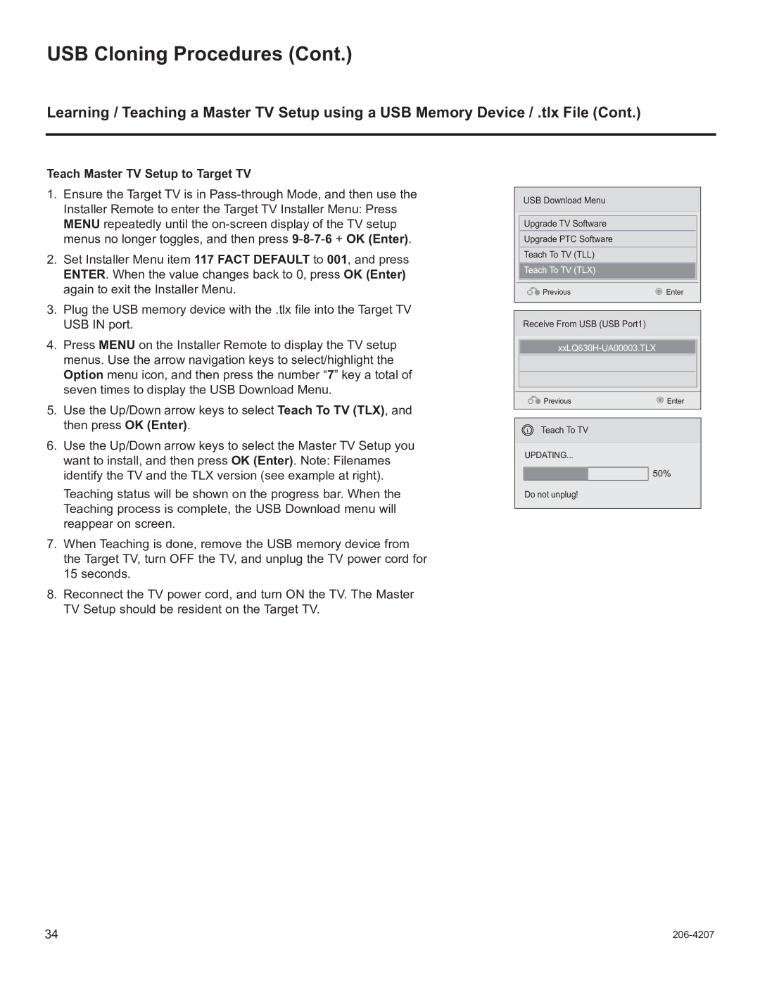 LG Electronics 22LQ630H, 32LQ630H, 42CQ610H, 26LQ630H setup guide Teach Master TV Setup to Target TV 