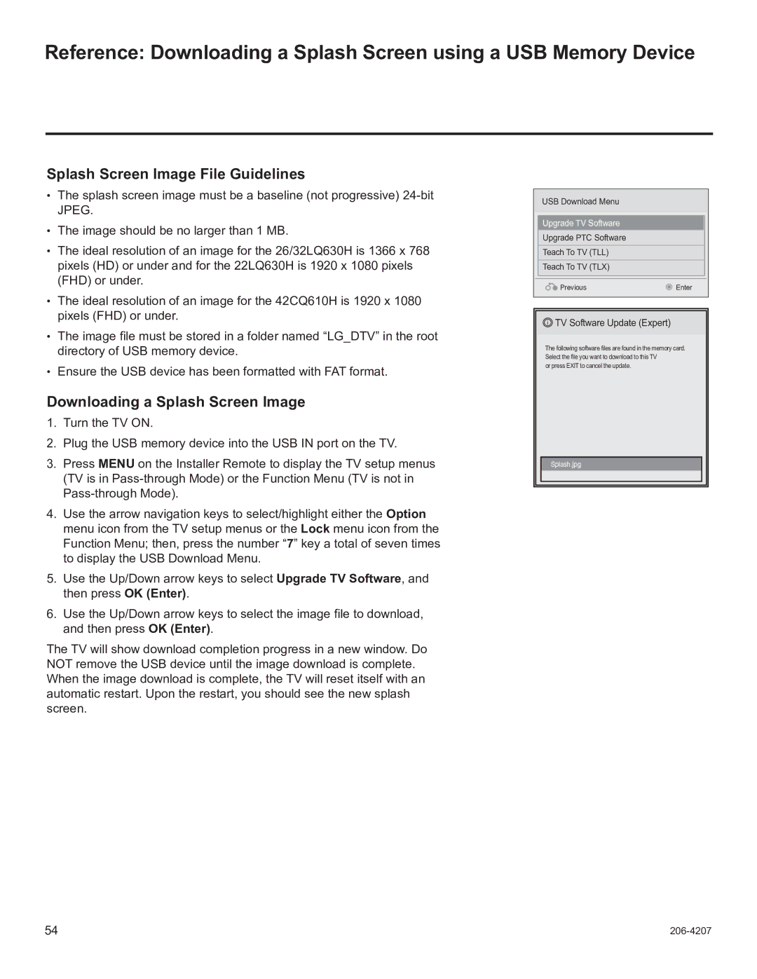 LG Electronics 22LQ630H, 32LQ630H, 42CQ610H, 26LQ630H Splash Screen Image File Guidelines, Downloading a Splash Screen Image 