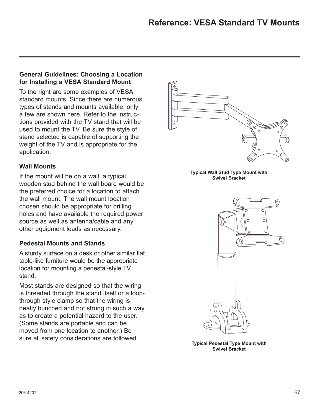 LG Electronics 26LQ630H, 32LQ630H, 42CQ610H Reference Vesa Standard TV Mounts, Wall Mounts, Pedestal Mounts and Stands 