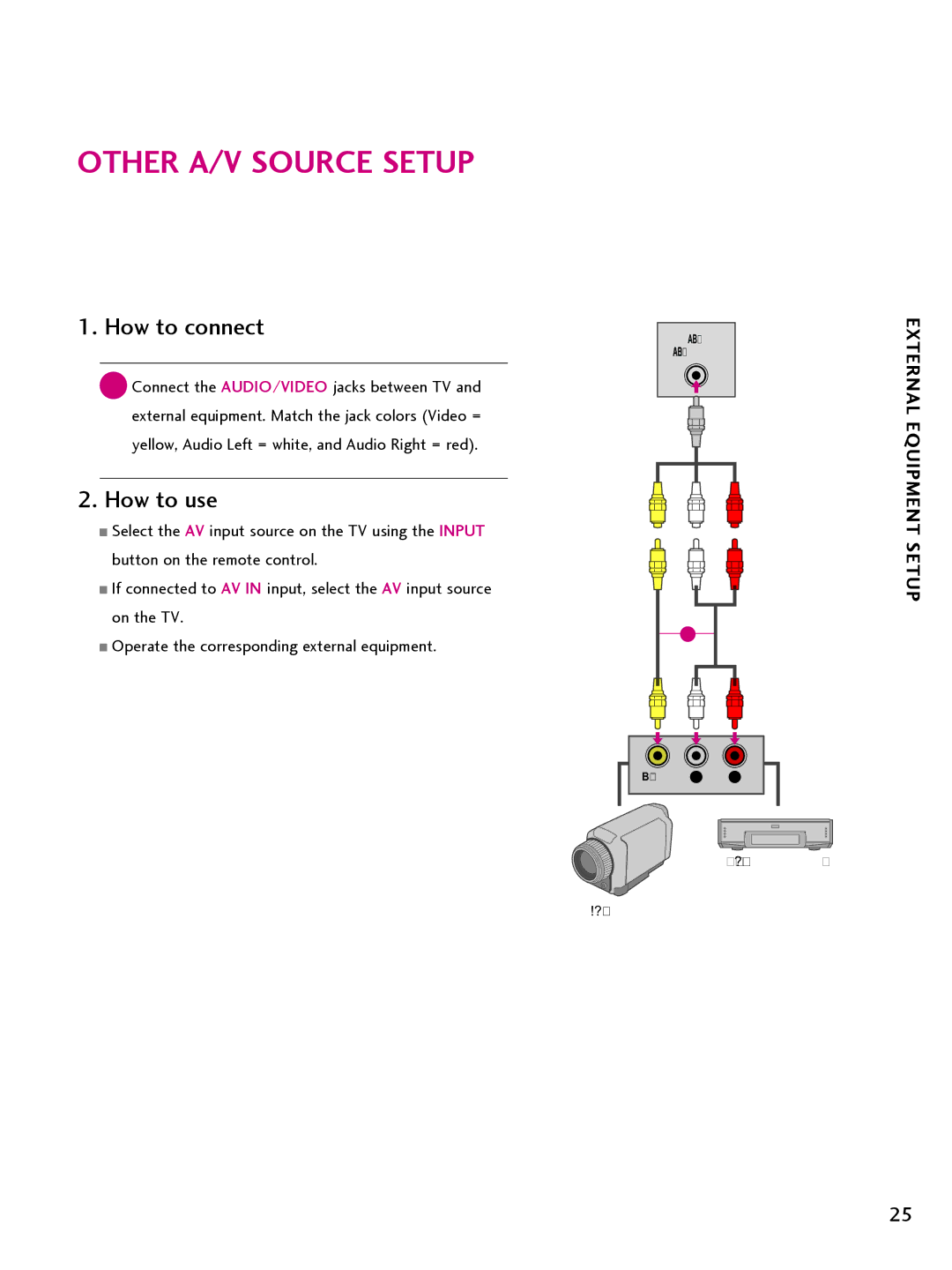 LG Electronics 42CQ610H, 32LQ630H, 22LQ630H, 26LQ630H owner manual Other A/V Source Setup 